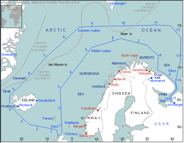 Seasonal Courses of Arctic Convoys to Russia