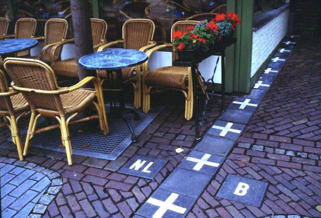 Belgian/Dutch border at Baarle-Hertog bisects a café.
