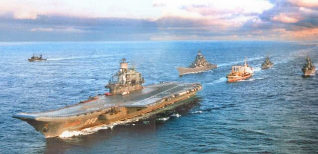 Russian Carrier "Admiral Kuznetsov" with Escorts