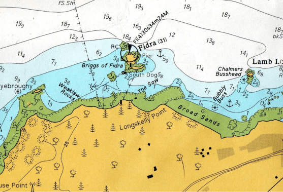 Admiralty Chart of Eyebroughy tpo Broadsands