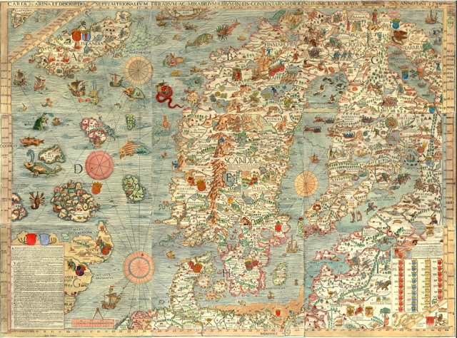 Medieval Carta Marina by Olaus Magnus, showing Scotland's major trading partners.