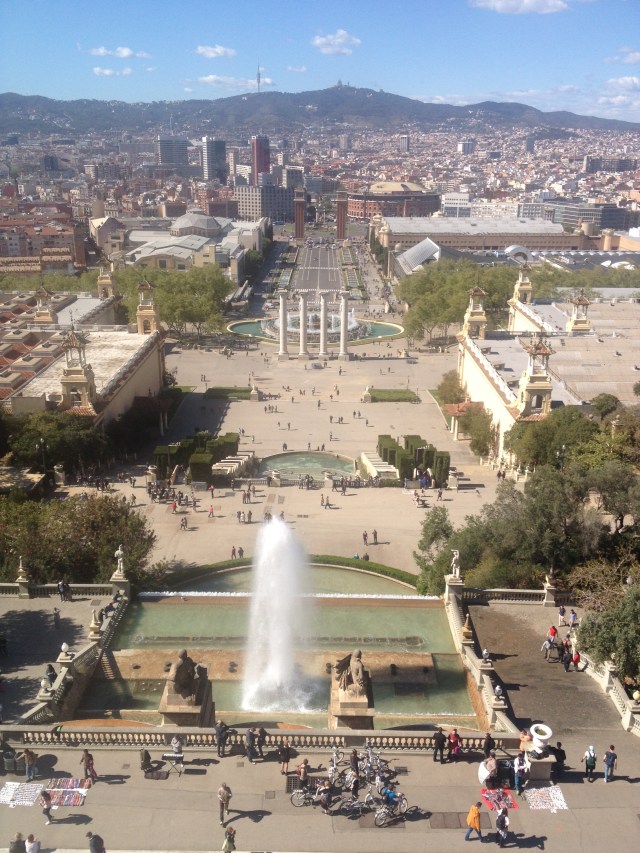 View over Plaza España from National Art Museum of Catalonia (MNAC) on Montjuic